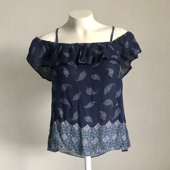 American Eagle Outfitters Tops - NWT American Eagle Navy Off-Shoulder Tank Top
